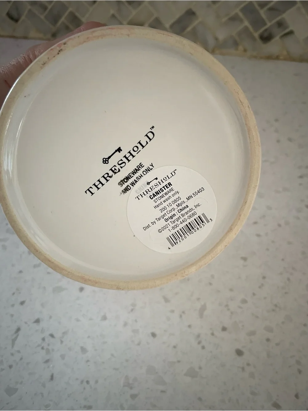 White Target Threshold Tea Canister Container with Lid Farmhouse 4in